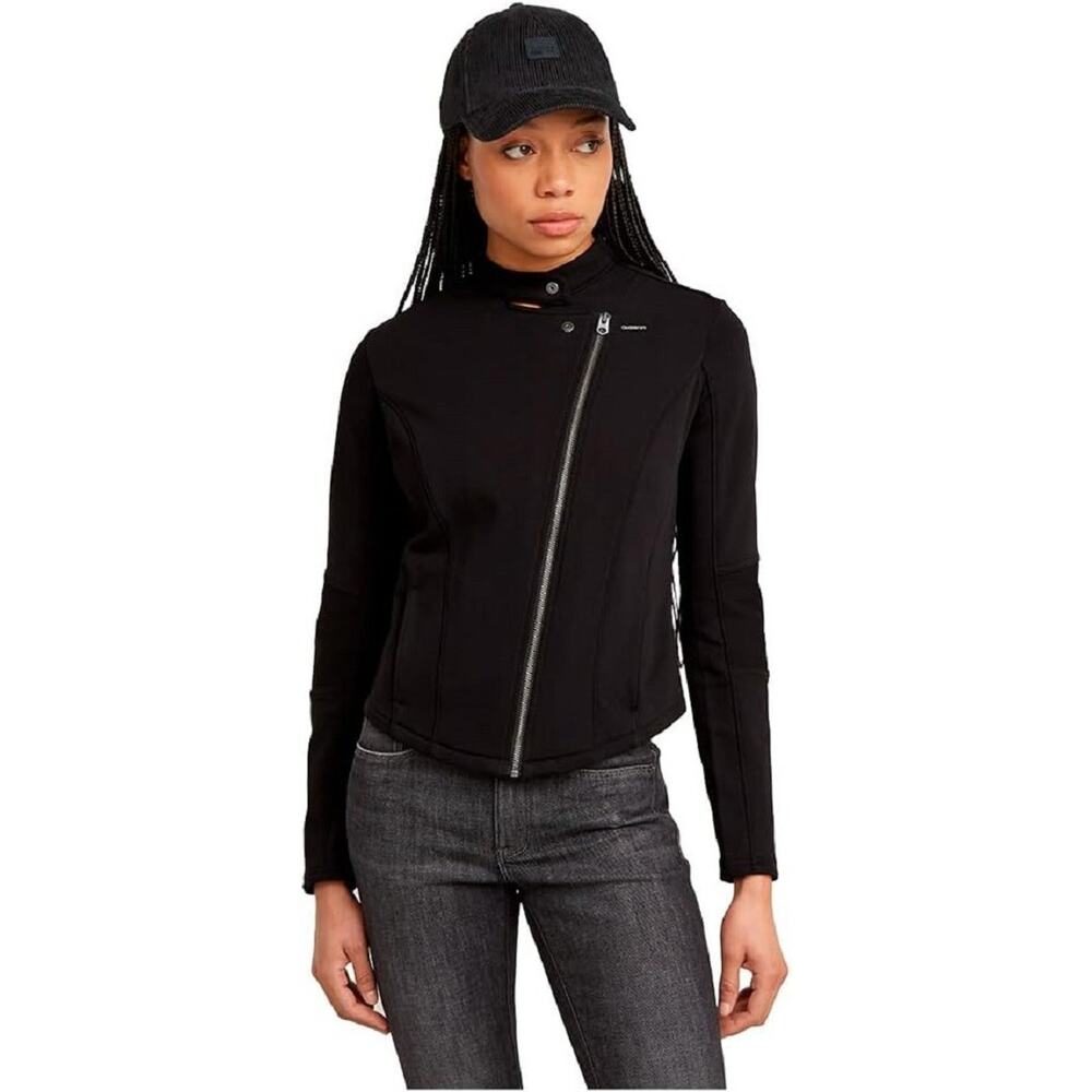 G-STAR Raw - Women's Biker Slim Dark Black Sweater Jacket, Size XS